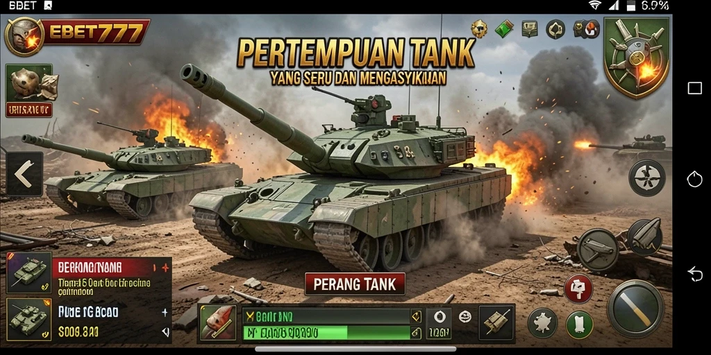 Antarmuka permainan EBET777 yang menarik saat bertempur dengan tank.