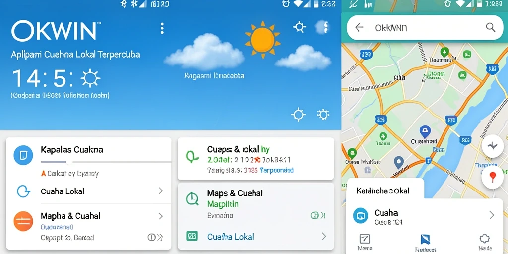 Tampilan antarmuka OKWIN dengan informasi cuaca lokal yang lengkap.