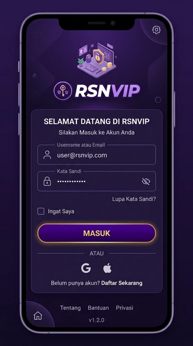 Tampilan halaman login rsnvip